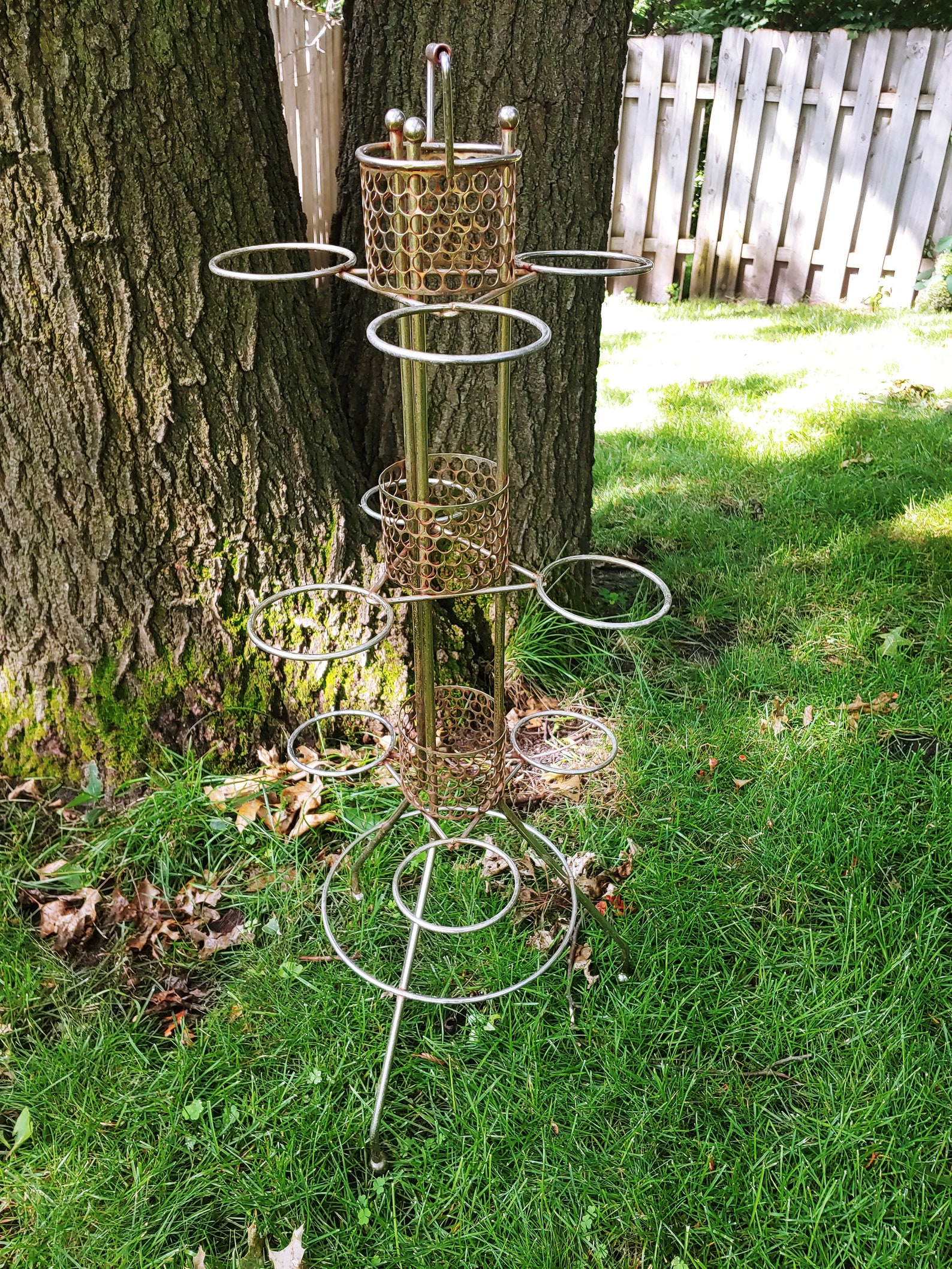 Mid Century Brass Wire Plant Stand Etsy