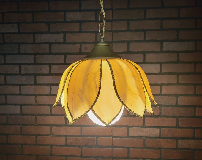 Vintage Cream Lotus Flower Swag Hanging Chain Lamp Light Etsy