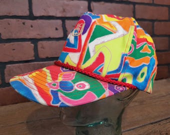 Vintage Retro Neon Colors SCJ Trucker Snapback Hat Cap Ball Cap