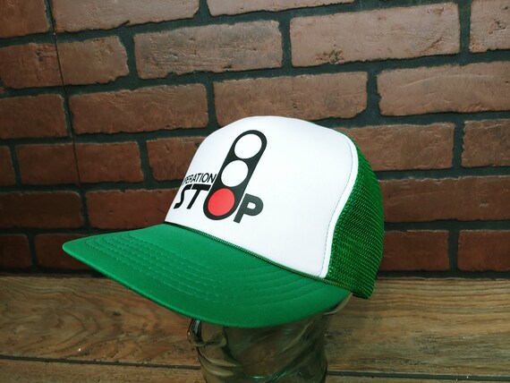 Vintage Green Operation Stop Trucker Snapback Hat… - image 2