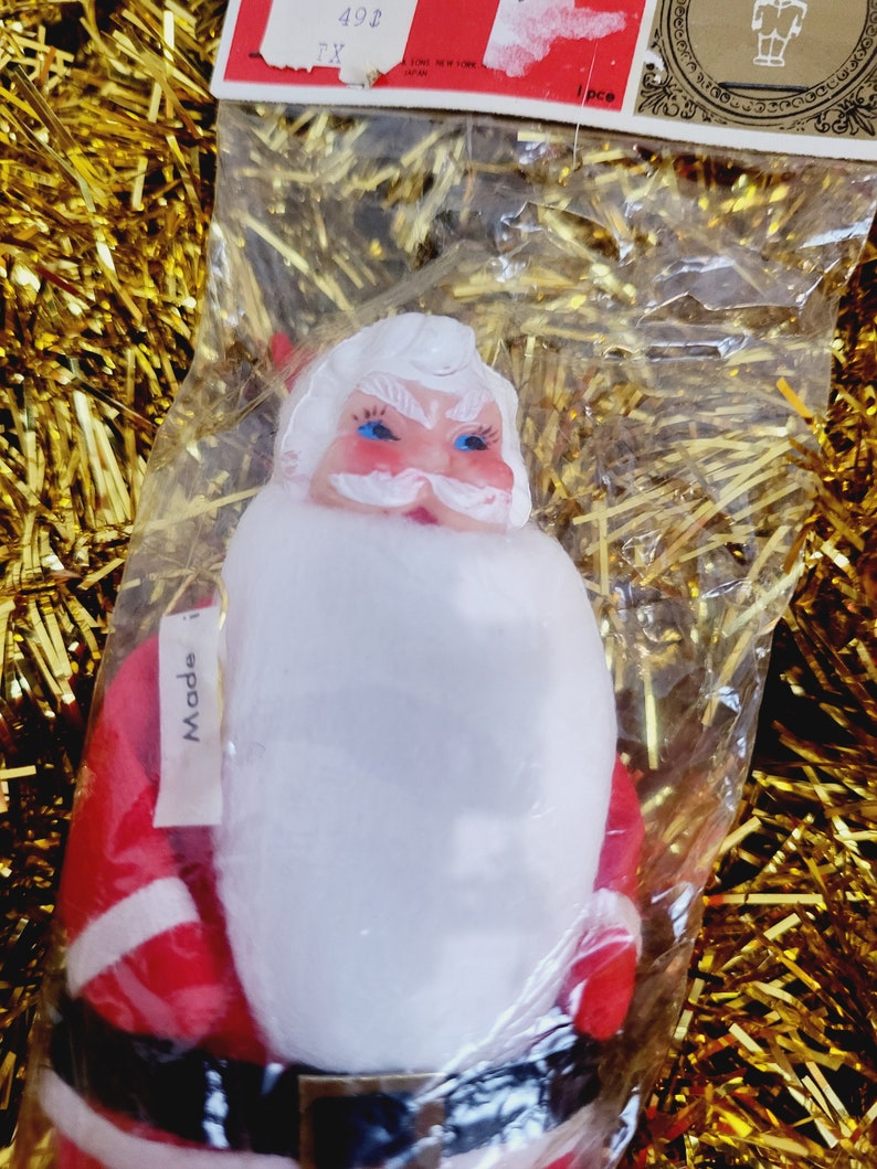 NOS New Shiny Brite Santa Claus Made in Japan afbeelding 3