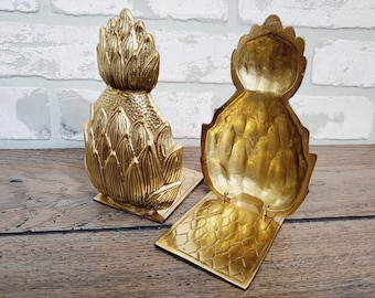 Art Deco Brass Pineapple Bookends