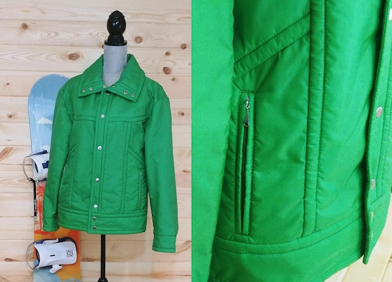 Vintage White Stag Mens Green Ski Jacket Size Medi