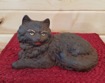 Vintage Cast Iron Black Cat Door Stopper Stop