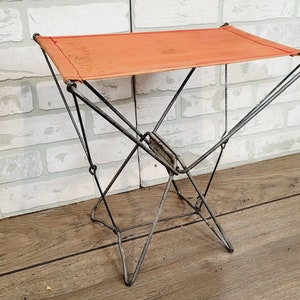 Vintage Orange Folding Camping Stool Chair Seat image 1