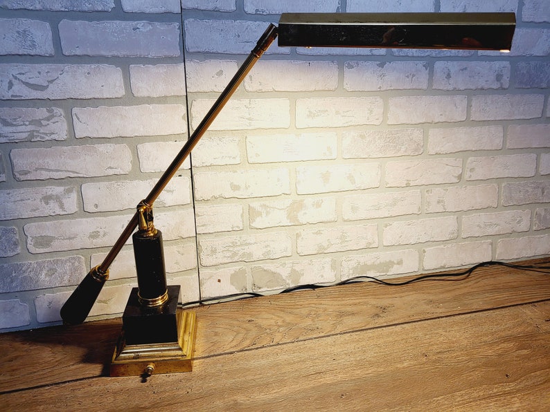 OMI Koch & Lowey Marble Gooseneck Brass Task Table Desk Lamp 画像 10