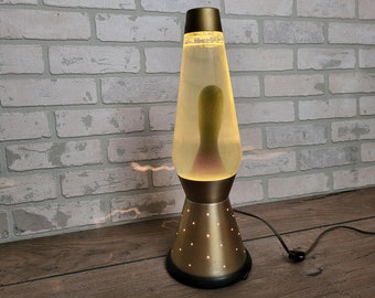 Groovy Mod Starlight Gold Lava Lamp with Light Green and Clear Lava