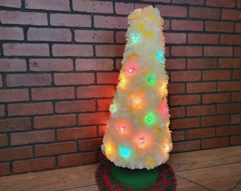 Vintage 29.5" White Plastic Fluffy Christmas Tree