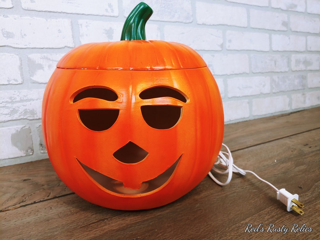 Vintage Ceramic Lighted Halloween Pumpkin Jack O Lantern - Etsy