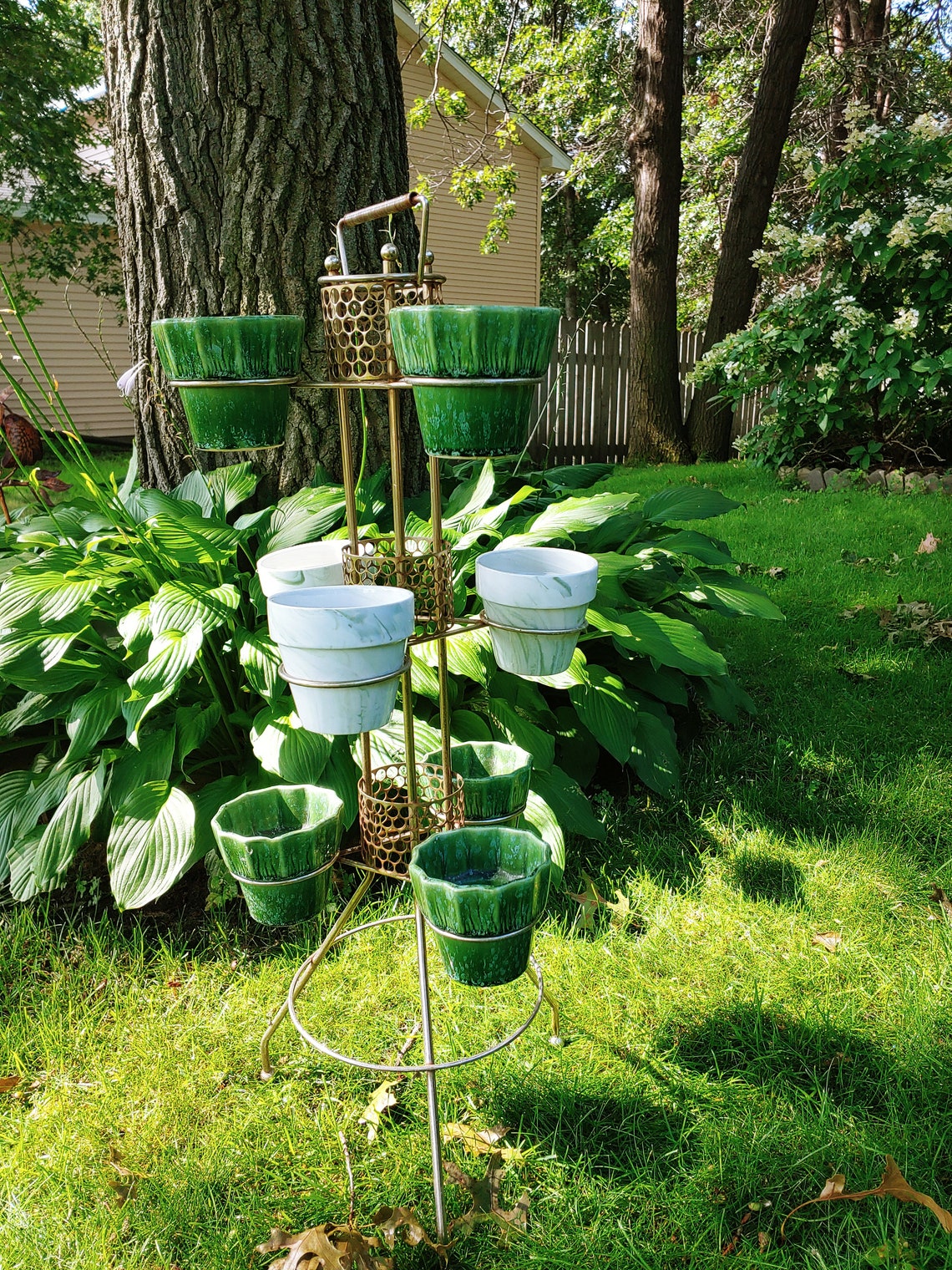 Mid Century Brass Wire Plant Stand Etsy
