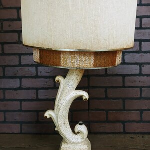 Atomic Double Light Lamp Off White/Cream/ Ivory Lamp with Double Fiberglass/Parchment Tiered Shade image 9