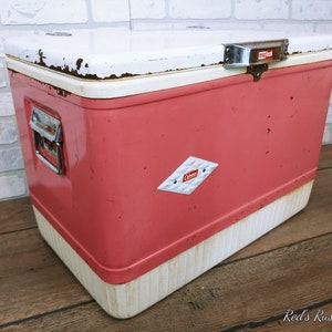 Retro Pink Metal Coleman Cooler image 1