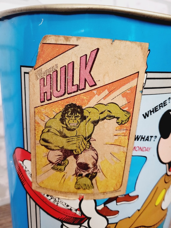Cheinco Mickey Mouse Club Waste Basket Trash Can With Vintage Hulk