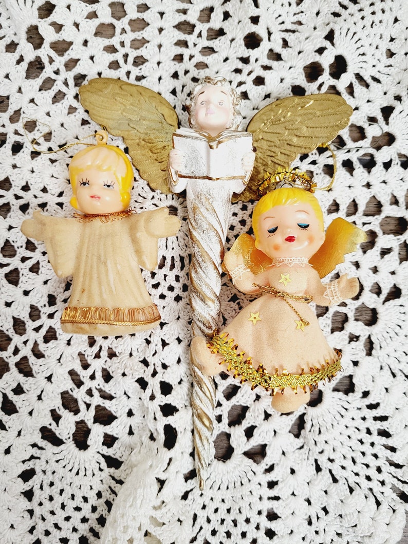 Set of 3 Christmas Angel Cherub Ornaments Decorations image 4