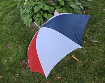 Vintage Red, White and Blue 100% Nylon Large Rain Umbrella