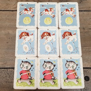 Adorable Hey Diddle Diddle Wall Plaques Cow, Cat, Moon, Spoon, Dog, Fiddle