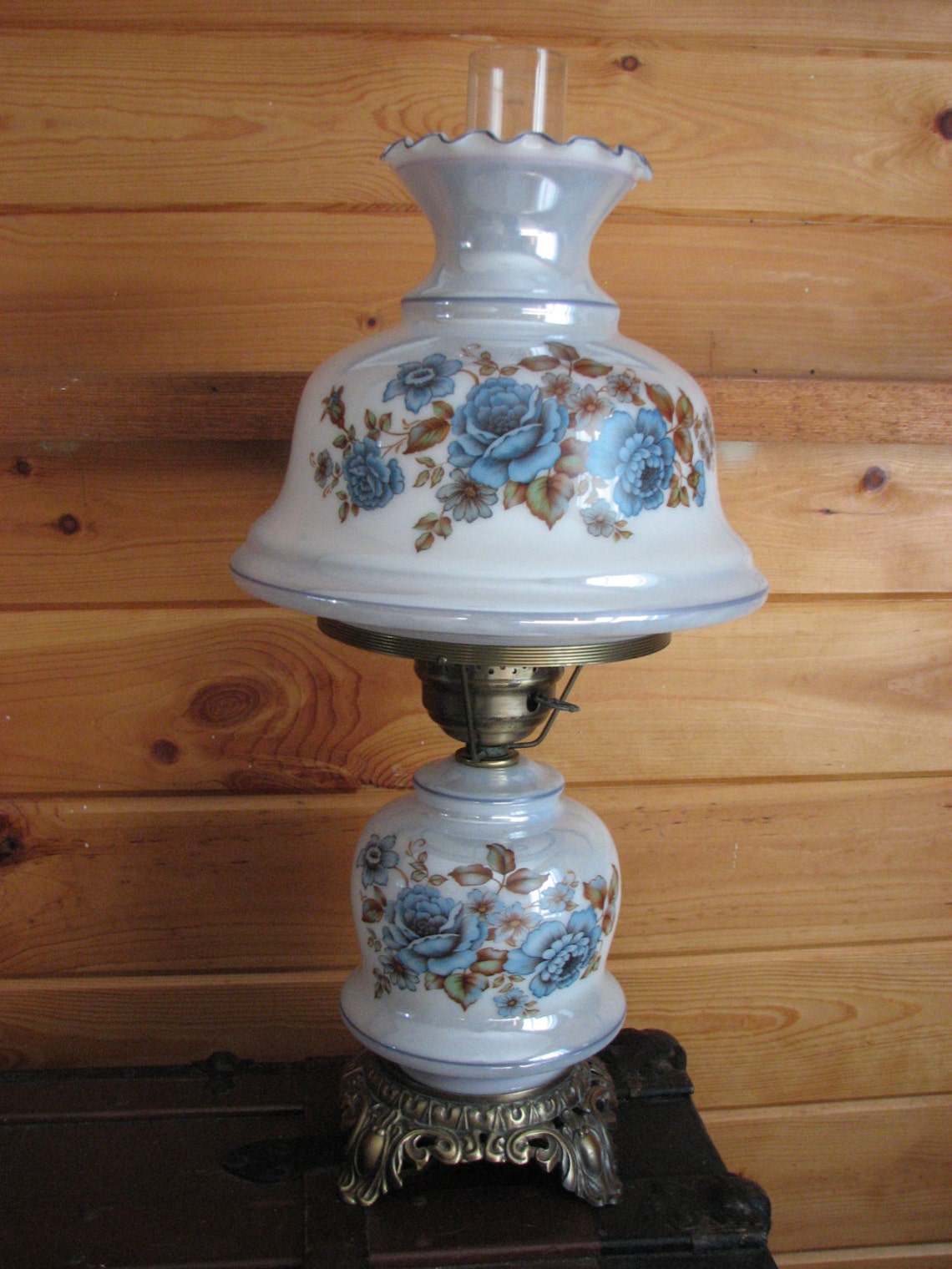 SALE Vintage Accurate Casting Company Blue Hurricane Lamp Etsy