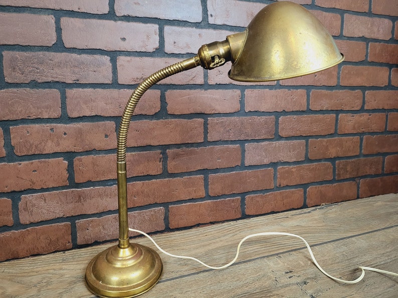Lampe de bureau industrielle à col de cygne SRS Esrobert, bronze image 3