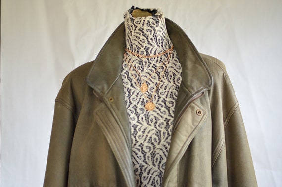 90s leather jacket/ vintage aviator jacket/ xl lea