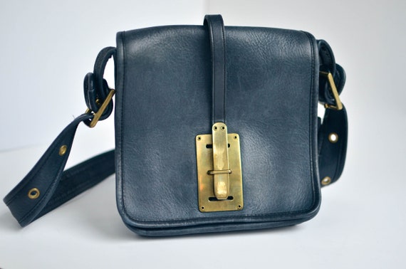 Vintage COACH Navy Leather Tote Bag / COACH Messe
