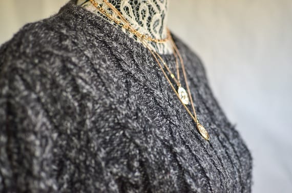Charcoal knit Sweater/ crewneck sweater /Unisex Sw