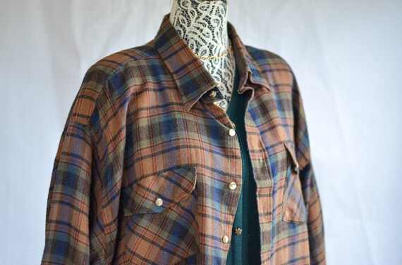 90 Brown Flannel Shirt Xl / Grunge Flannel / 90s