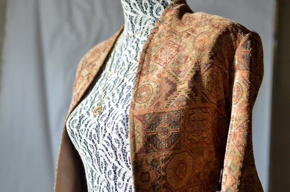 Paisley Camel Blazer Size 12 / womens blazer jacke