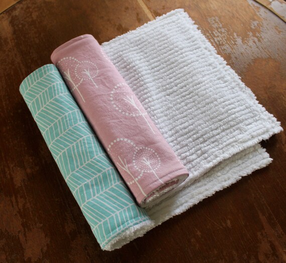 Items similar to Ready to Ship Cotton Chenille Burp Cloths Set of 2