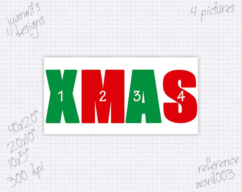 Photo collage template word XMAS 5x10 10x20 20x40 inches 4 Etsy