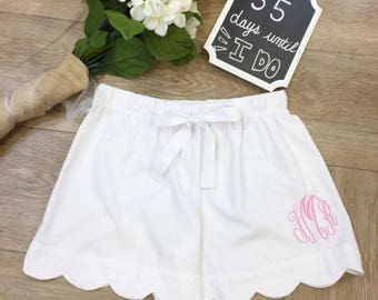 Personalized Bridesmaid White Seersucker Pajama Shorts,Monogrammed Seersucker,Monogrammed Bridesmaid Pajamas,Sorority Pajamas