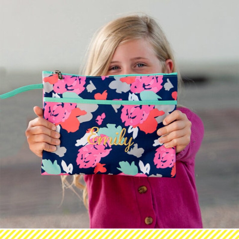 Navy and Hot Pink Backpack ID Case Tote Bag 2019 -Personalized Amelia Collection Monogrammed Lunch Box,Duffel Bag Monogrammed Backpack