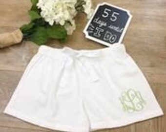 Personalized Bridesmaid White Seersucker Pajama Shorts,Monogrammed Seersucker,Monogrammed Bridesmaid Pajamas,Sorority Pajamas