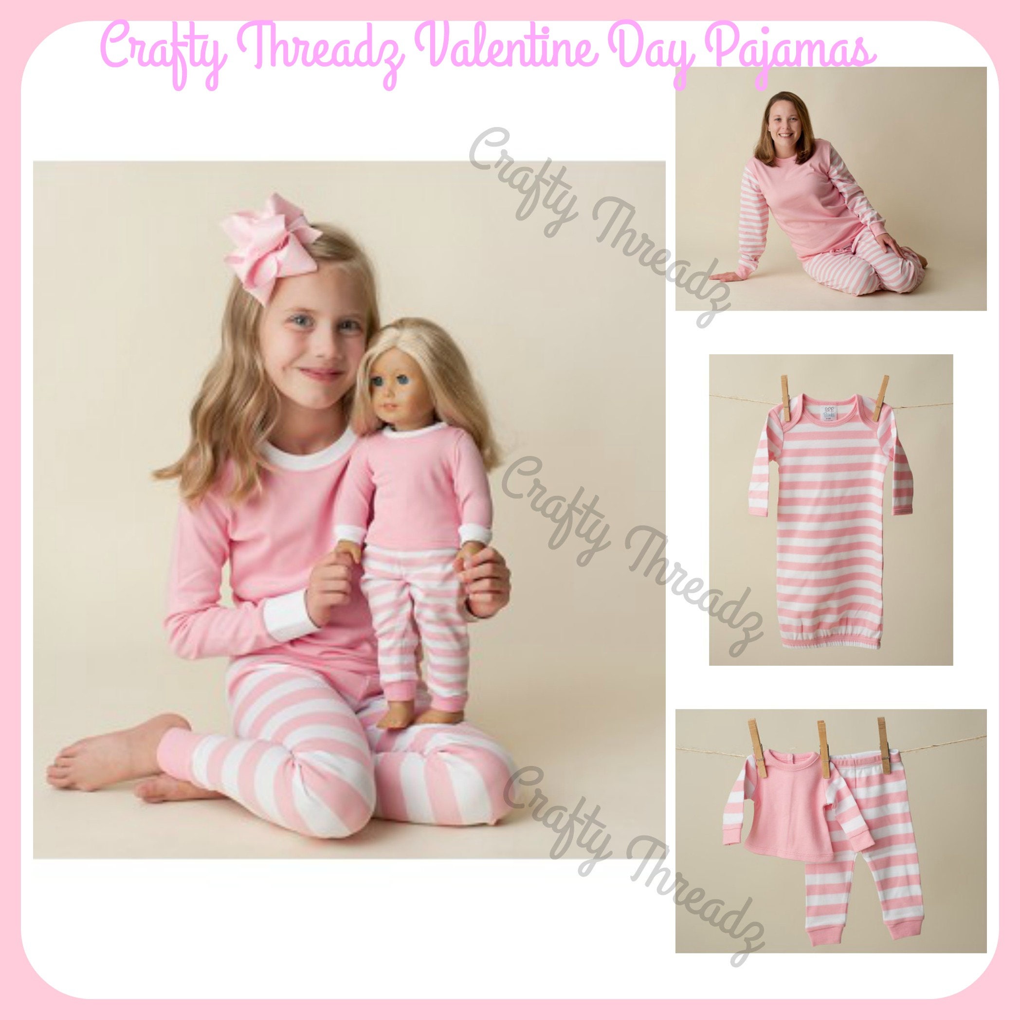 2018 Pink Valentine Day Pajamas Personalized Pajamas | Etsy