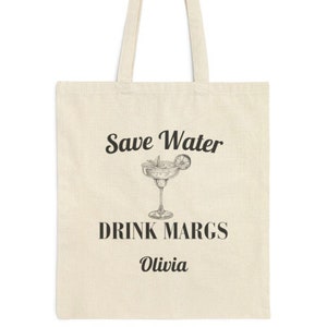Save Water Drink Margs Custom Name Bachelorette Party Tote Bag