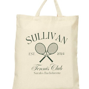 Custom and Personalized Tennis Club Bachelorette Party Tote Bag, Simple Neutral Gifts for Bach, Last Match,Perfect Match Theme, Country Club