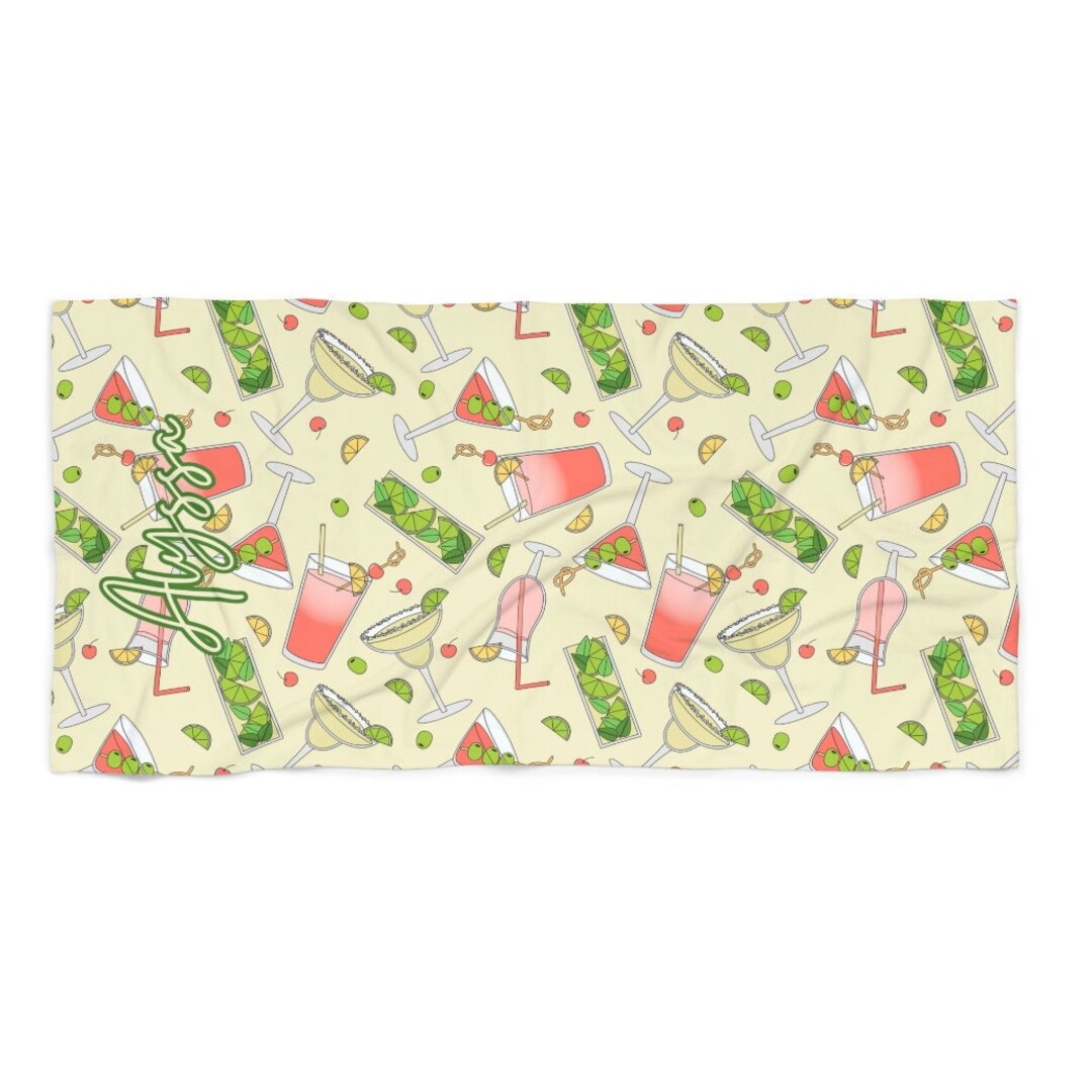 Custom Name Margaritas and Matrimony Beach Towel Tequila Pool Etsy