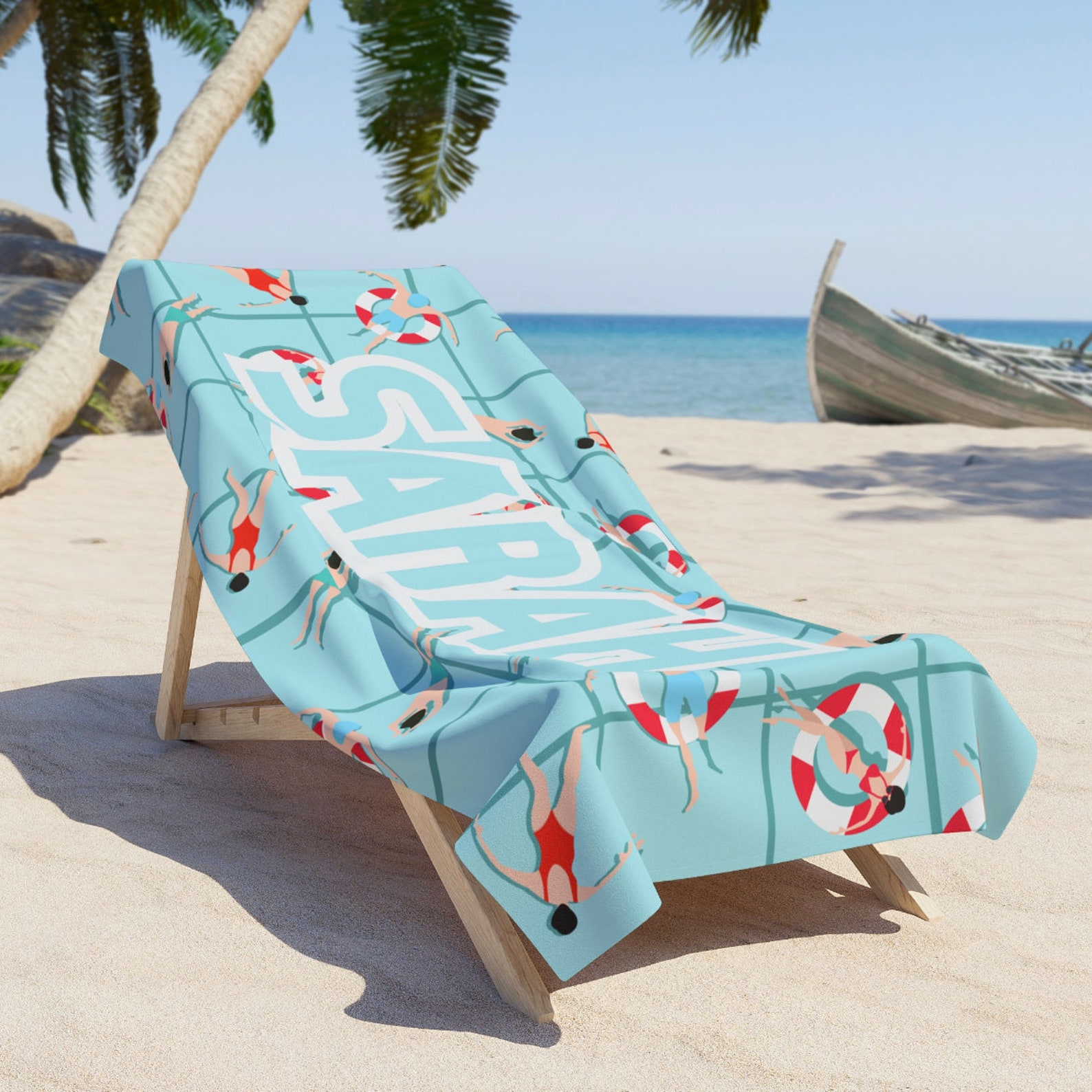 CUSTOM Name, Lifeguard Pool Party Bachelorette Beach Towel, Floaties ...