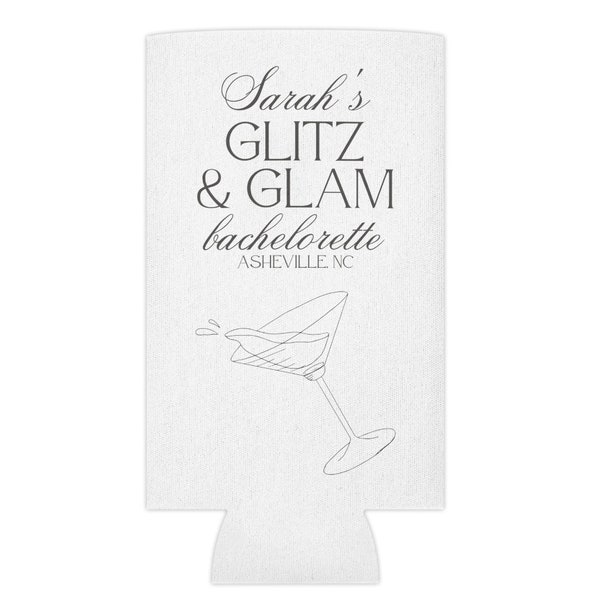 CUSTOM Glitz and Glam Bachelorette Koozie, gifts for bride and bridesmaids