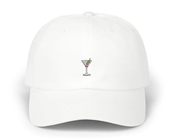Embroidered Classic Dad Cap - Bikinis and Martinis Bachelorette Party Hat, Pink Martini with Olives, Bachelorette Gifts, Favor