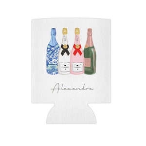 CUSTOM Name Can Cooler, Champagne , Bachelorette Coozie