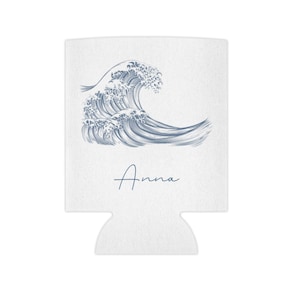 Last Splash, Coastal Beach Wave , CUSTOM Name Can Cooler, Personalized Bachelorette Coozie