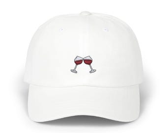 Embroidered Red Wine Cheers Baseball Cap, Winery Vineyard Bachelorette Hat, Classic Dad Cap