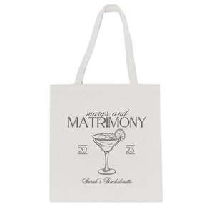 Custom Margs and Matrimony Bachelorette Tote Bag