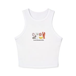 Custom Bach ribbed cropped racerback tank top, bachelorette party shirts, bride, bridesmaids, gifts, favors, lobsters, coastal, martini