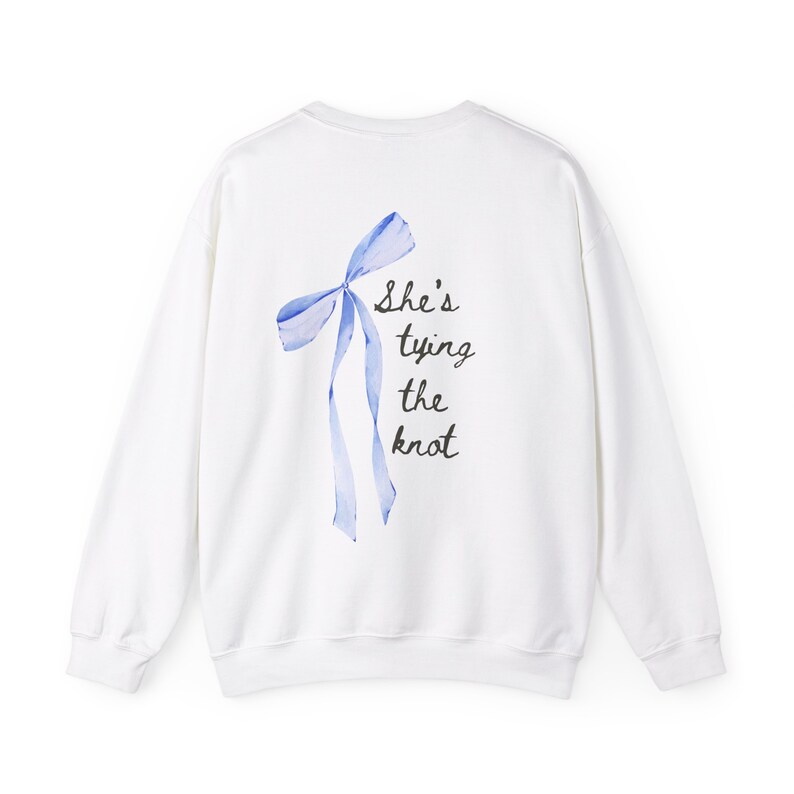 She's Tying the Knot blue Unisex Crewneck Sweatshirt, Blue Bow