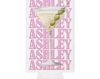 NIESTANDARDOWA nazwa chłodziarki na puszki, Martini, Tinis i Bikinis Bachelorette Coozie, różowa