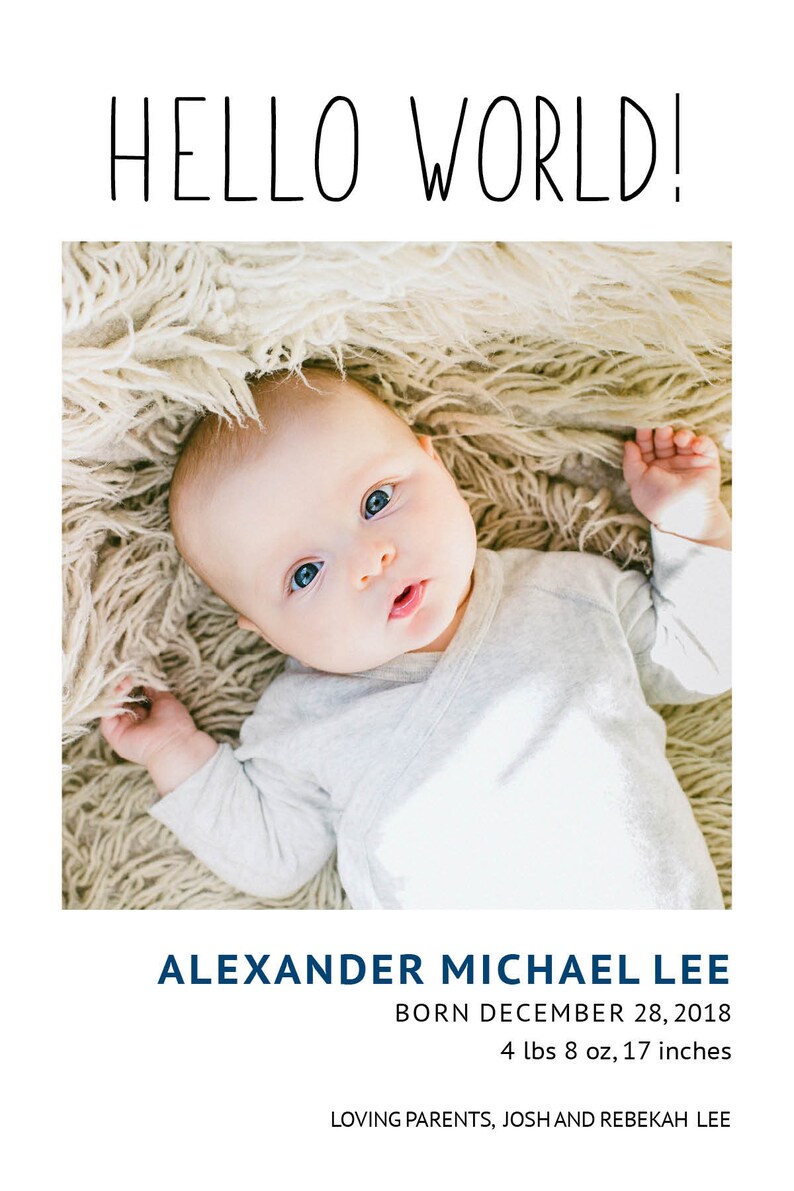 Newborn Birth Announcement Hello World Birth Announcement Photoshop Template Birth Announcement Digital file