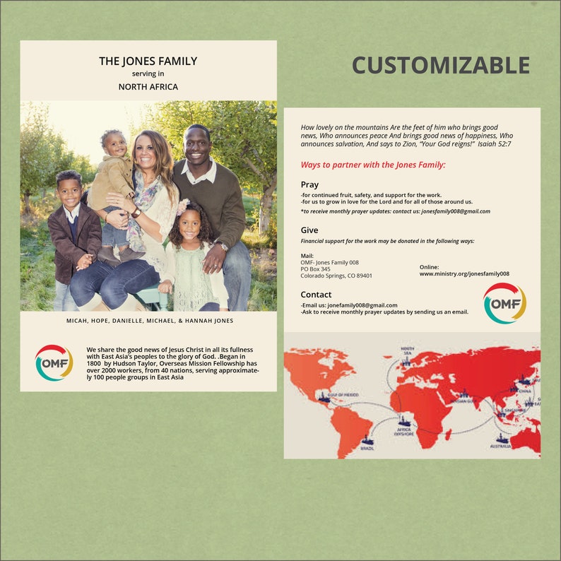 Missionary Card Missionary Prayer Card Short term Mission Etsy