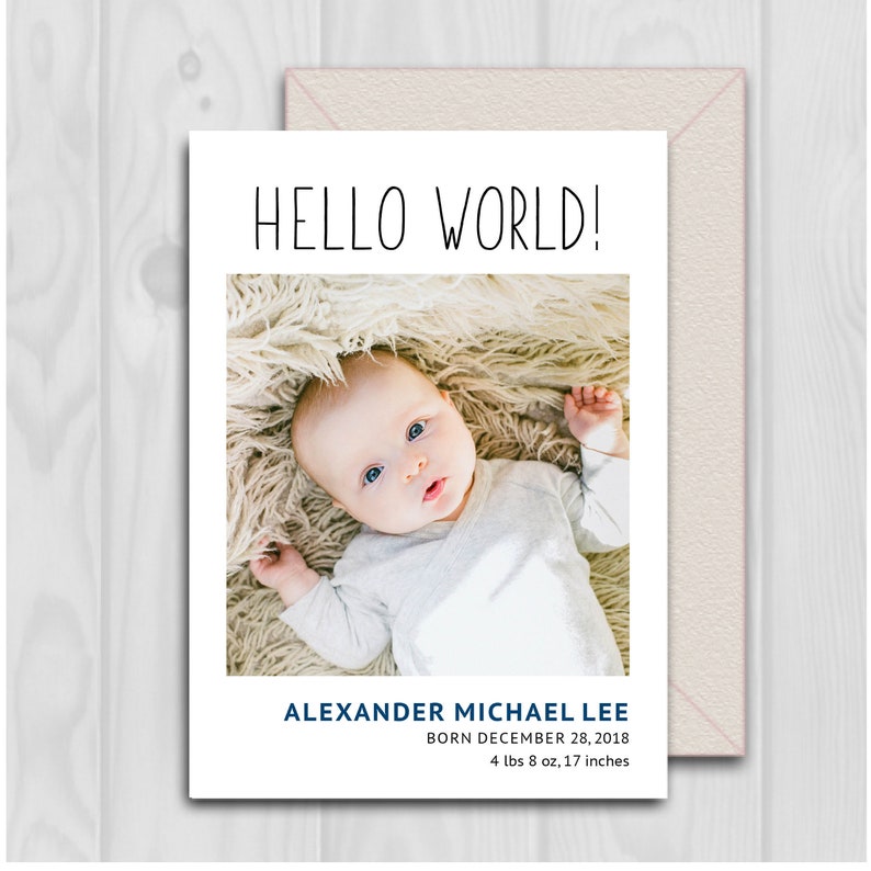 Newborn Birth Announcement Hello World Birth Announcement Photoshop Template Birth Announcement Digital file