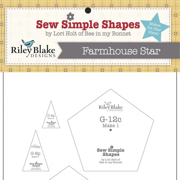 Sew Simple Shapes - Farmhouse Star Template Set *Plastic Templates* By: Lori Holt - Riley Blake Designs